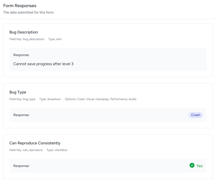In-Game Feedback Form Example